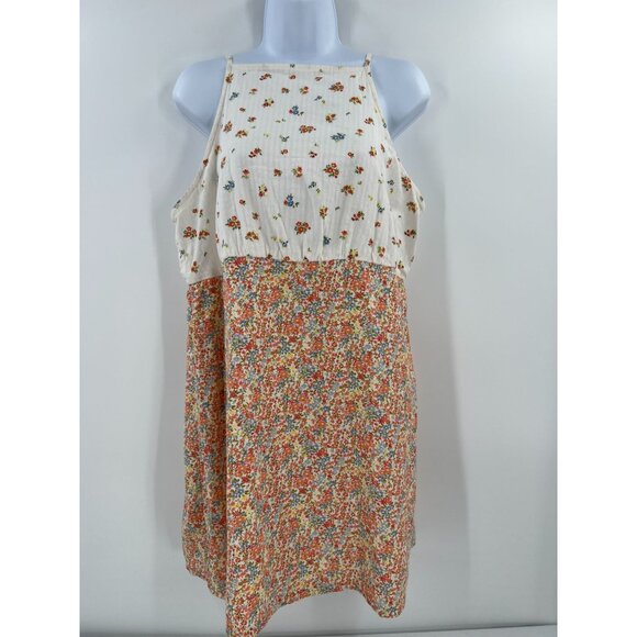 American Eagle Women Size XL Floral Print Sleeveless Open Back Mini Slip Dress - Picture 1 of 10